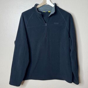 Cabelas Sweater Mens XL Black 1/4 Zip Fleece Pullover Mock Neck Outdoors